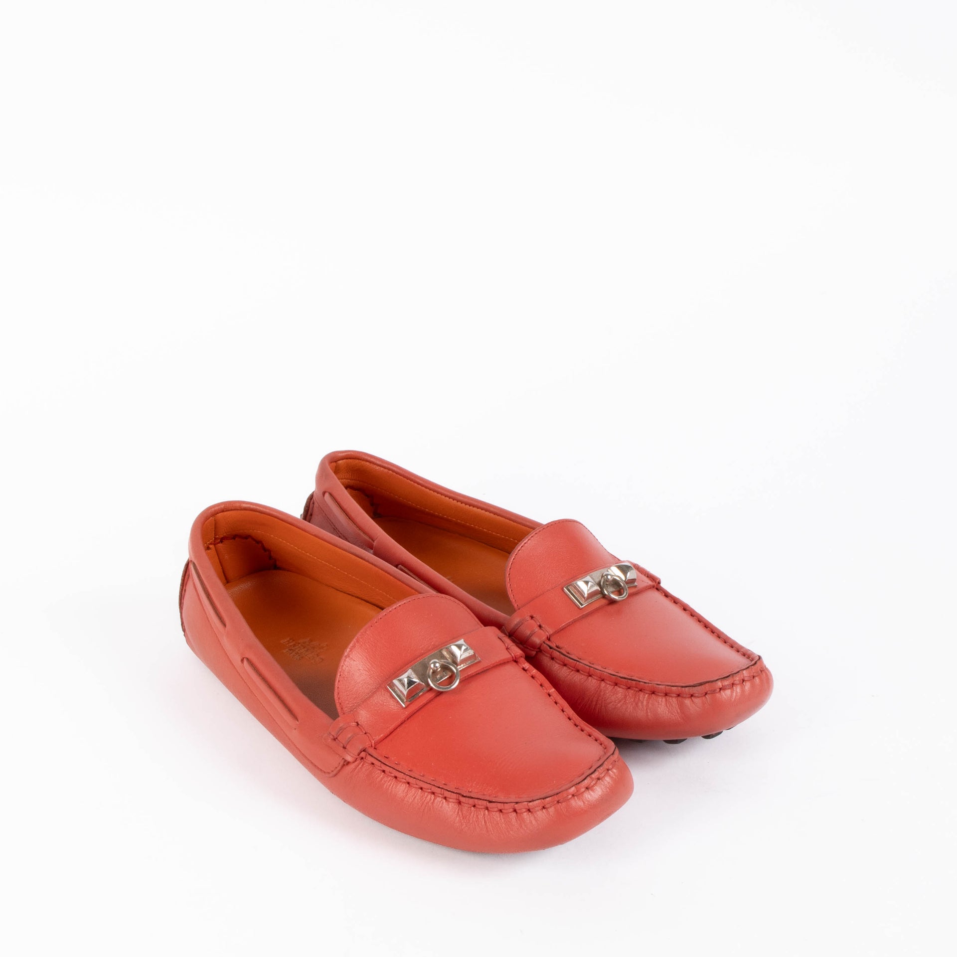 Shop these authentic Hermès Irving Red Loafers size 38.5  pre-loved on Labellov.com 