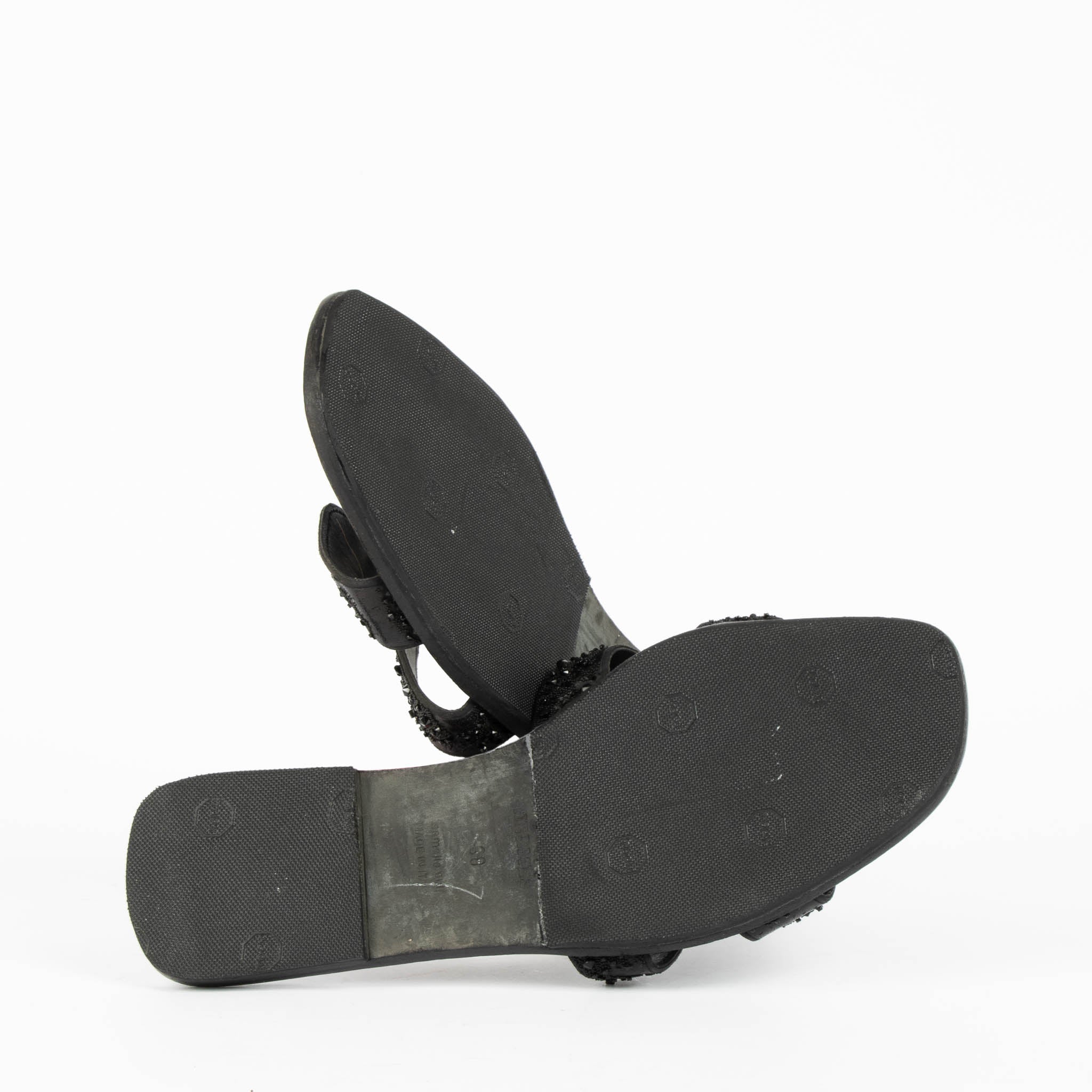 Hermès Black Embellished Oran Sandals - Size 38 – Labellov