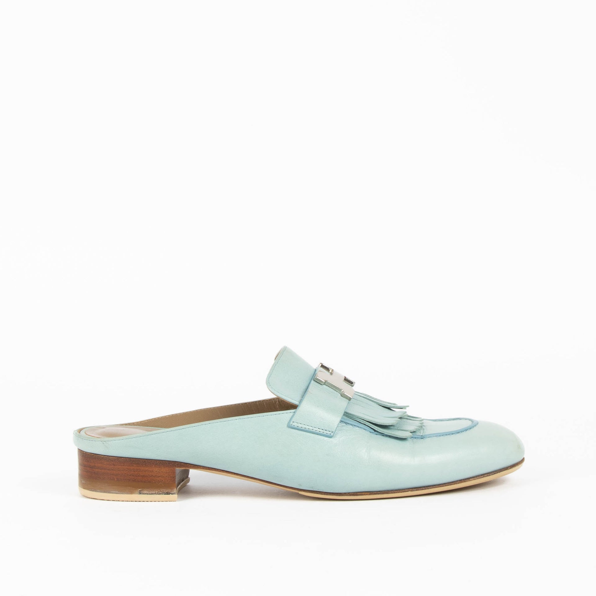 Shop these authentic Hermès Baby Blue Loafers - Size 38 pre-loved on Labellov.com 