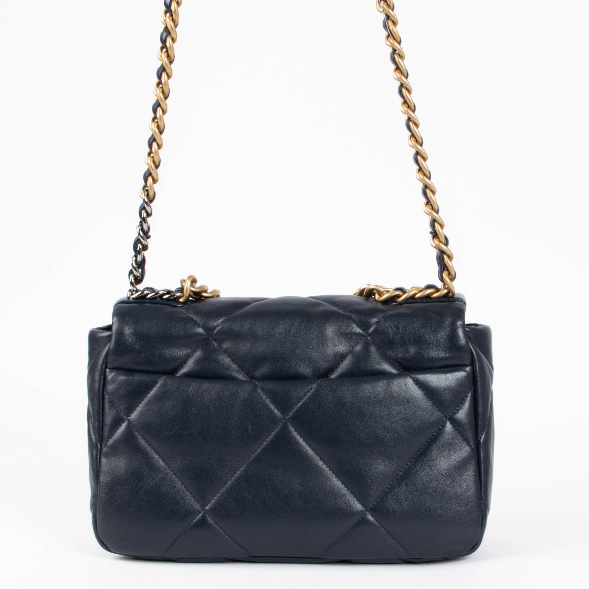 Shop this 100% authentic Chanel Navy Lambskin Small Chanel 19 Bag at Labellov.com