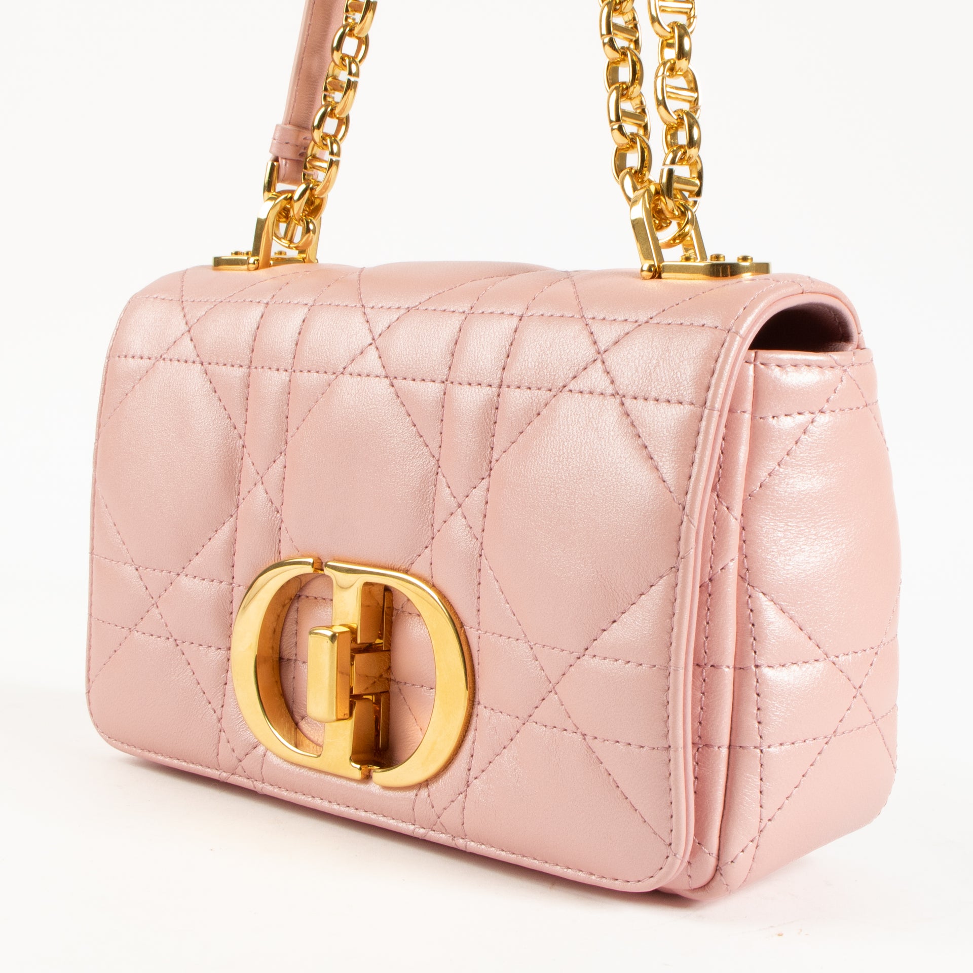 Shop the authentic Christian Dior Pearly Pink Cannage Small Caro Bag on Labellov.com !