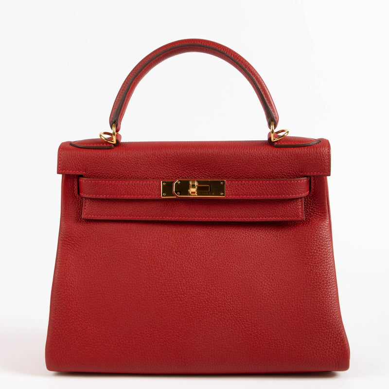 Hermès Kelly 28 Rouge Vif Togo GHW