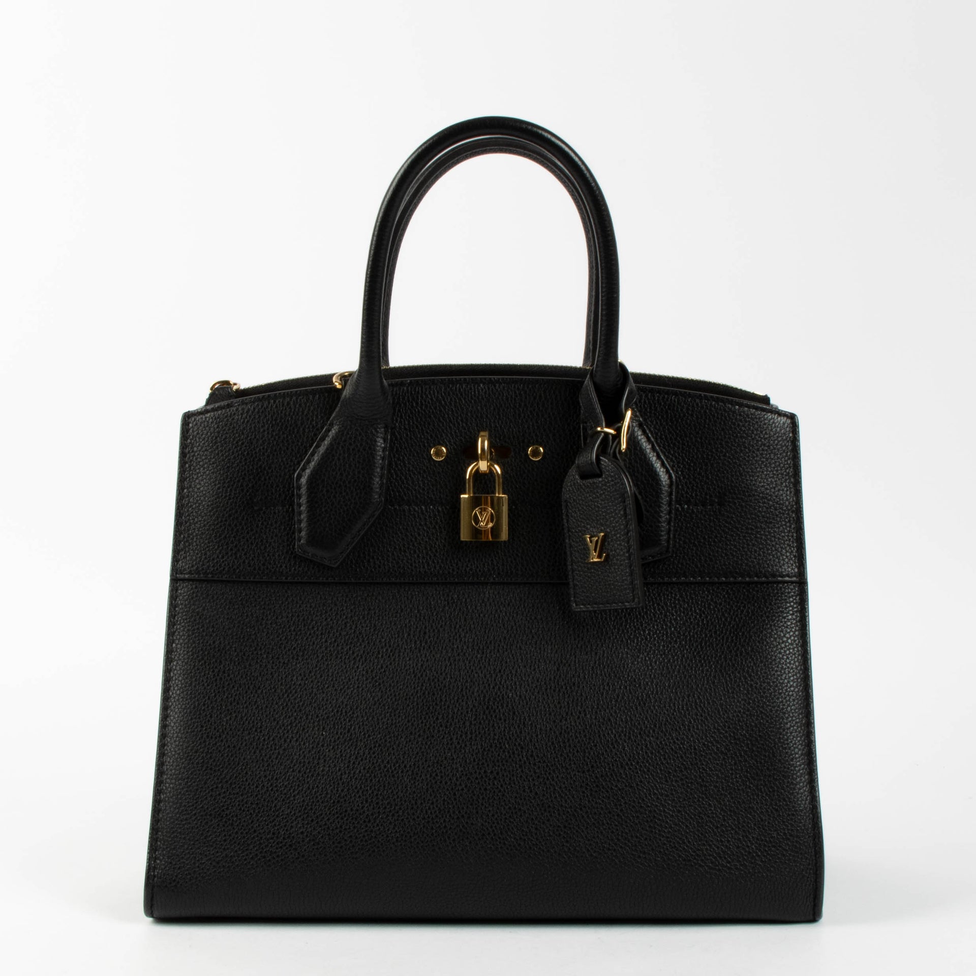 Louis Vuitton Black Leather City Steamer MM Bag