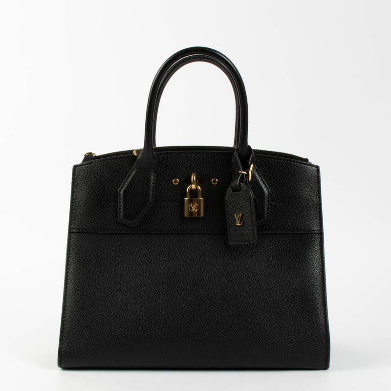 Louis Vuitton Black Leather City Steamer MM Bag