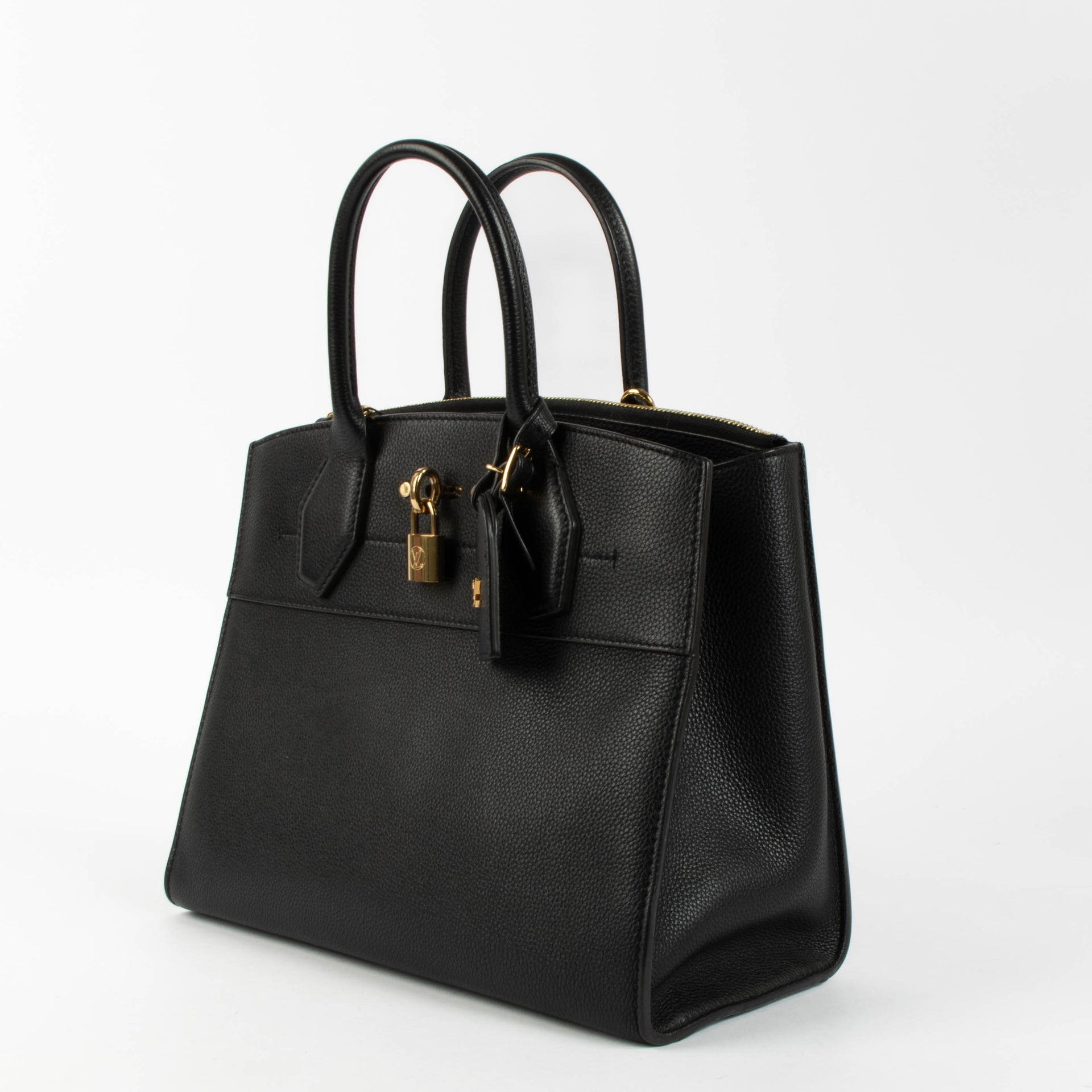 Louis Vuitton Black Leather City Steamer MM Bag
