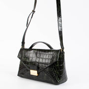 Shop authentic Dries Van Noten Brown Croc Embossed Shoulder Bag on Labellov.com.