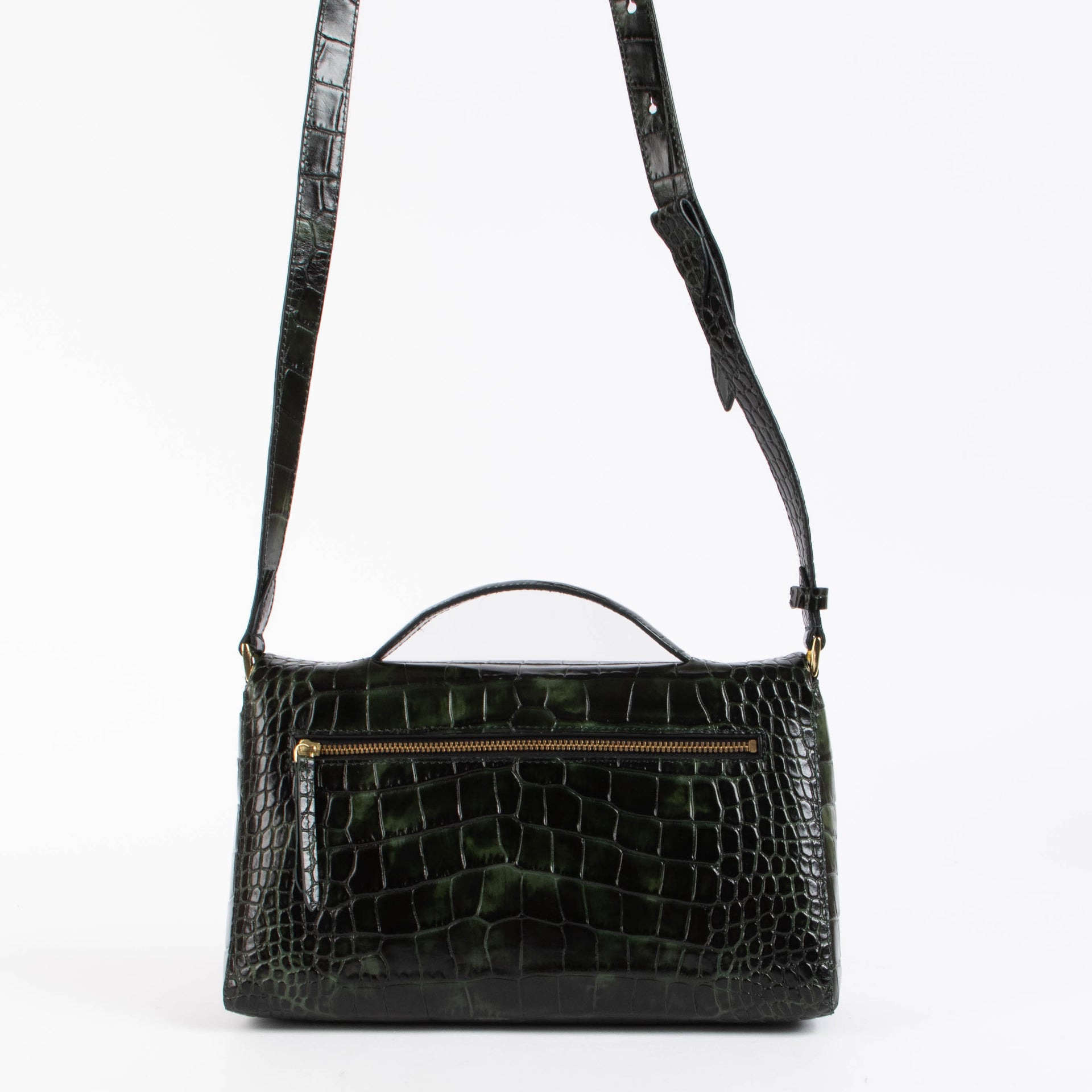 Shop authentic Dries Van Noten Brown Croc Embossed Shoulder Bag on Labellov.com.