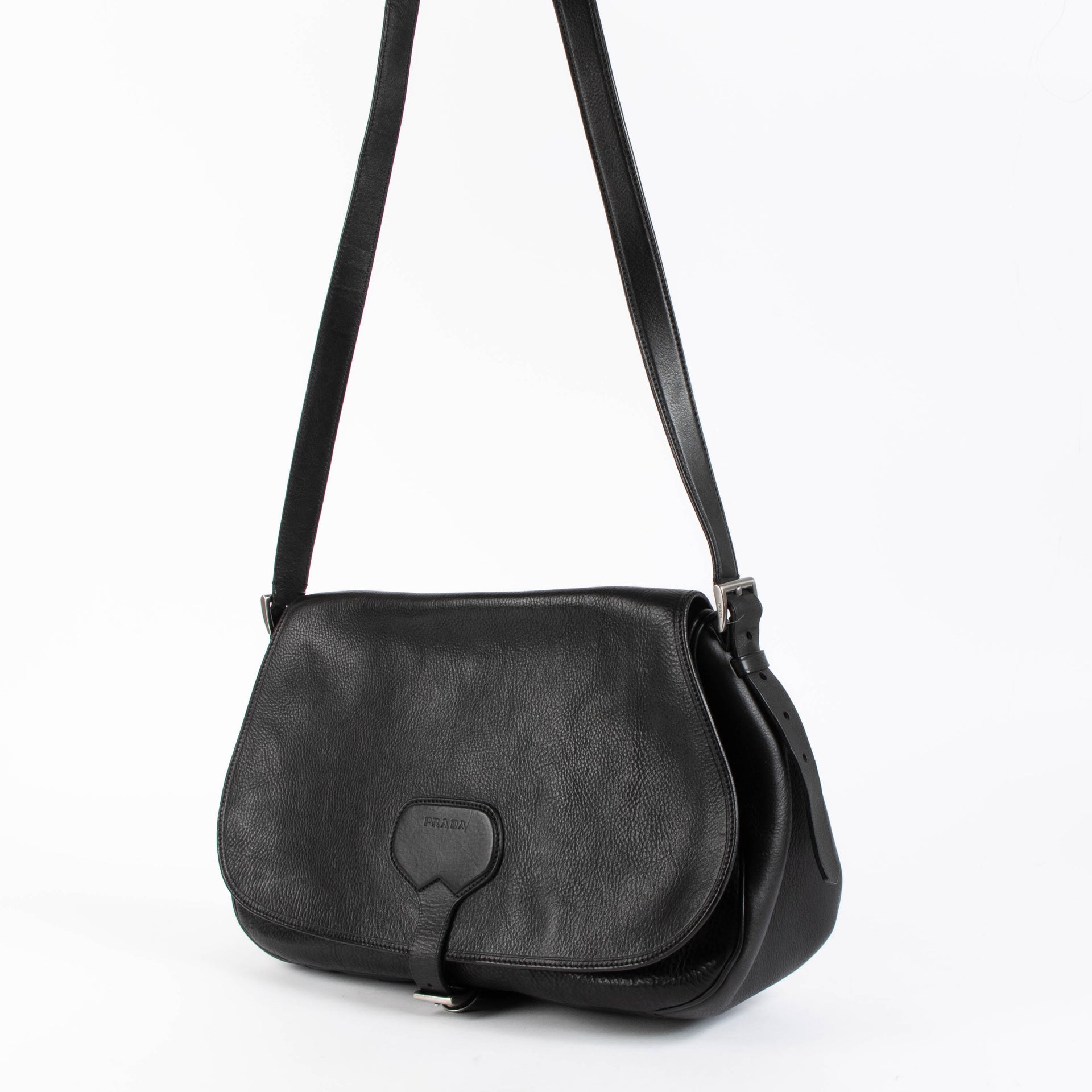 Shop this authentic Prada Black Vintage Messenger Bag pre-loved on Labellov.com 