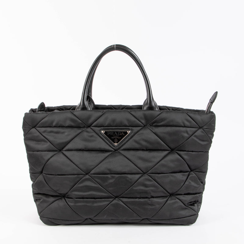 Shop this authentic Prada Black Nylon Padded Tote bag pre-loved on Labellov.com 