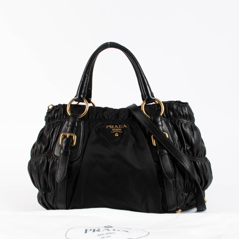 Shop this authentic Prada Black Gaufre Tote Bag pre-loved on Labellov.com