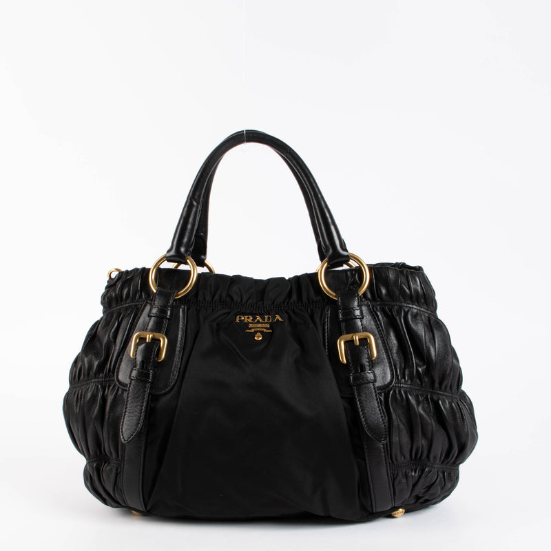 Shop this authentic Prada Black Gaufre Tote Bag pre-loved on Labellov.com