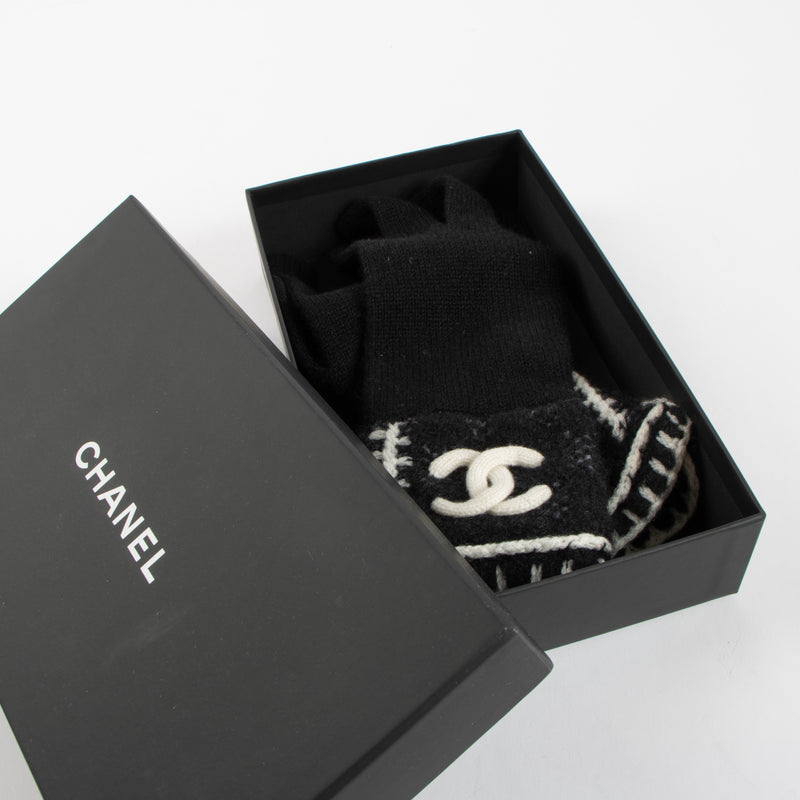 Chanel Black Cashmere CC Gloves