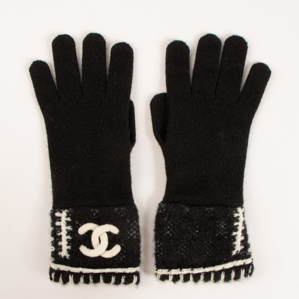 Chanel Black Cashmere CC Gloves