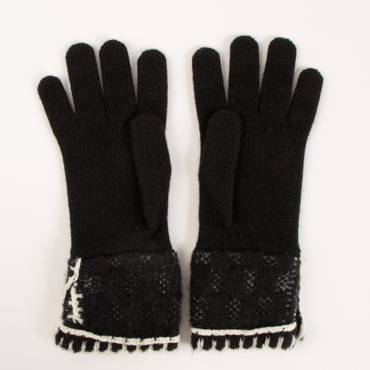 Chanel Black Cashmere CC Gloves