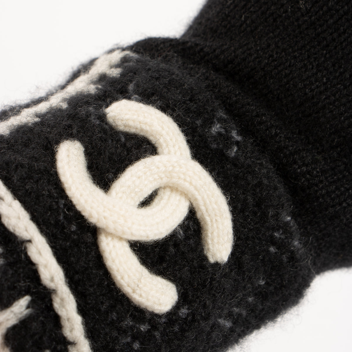 Chanel Black Cashmere CC Gloves