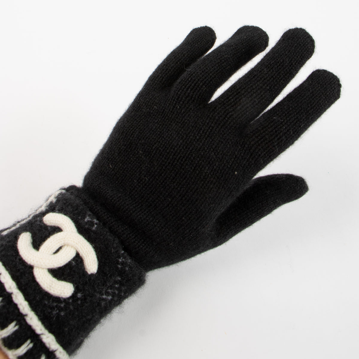 Chanel Black Cashmere CC Gloves