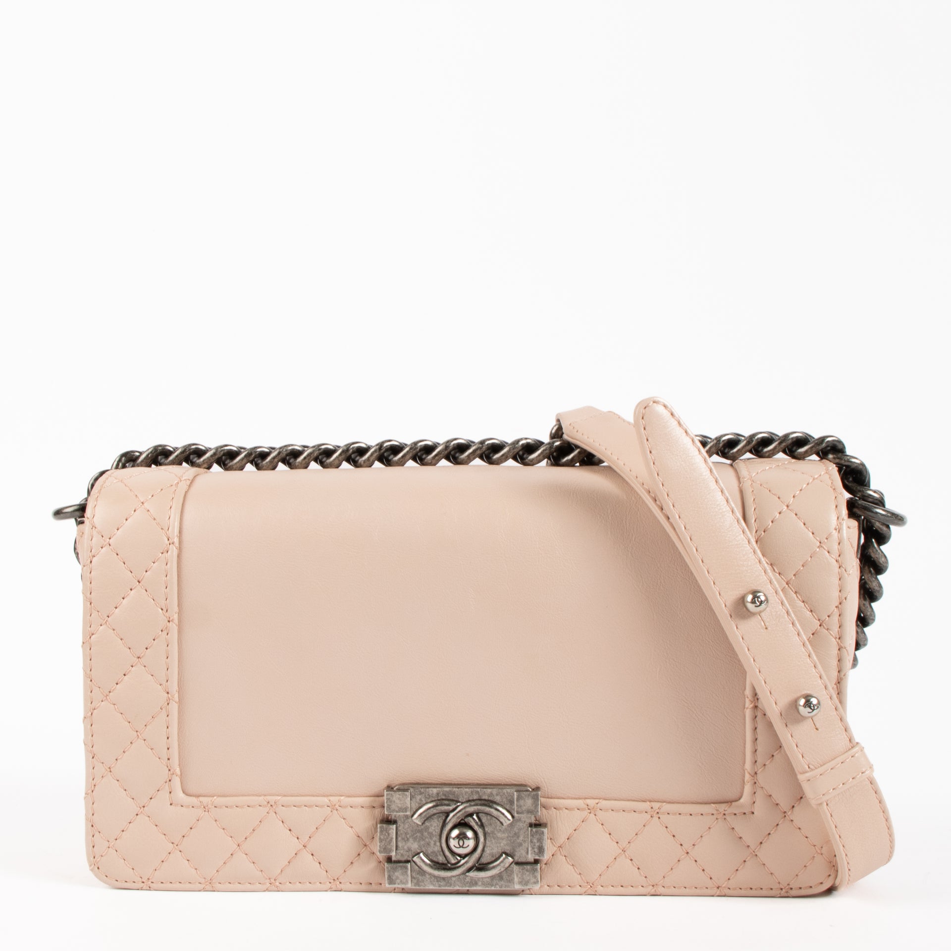 Chanel Powder Pink Reverso Medium Boy Chanel Bag