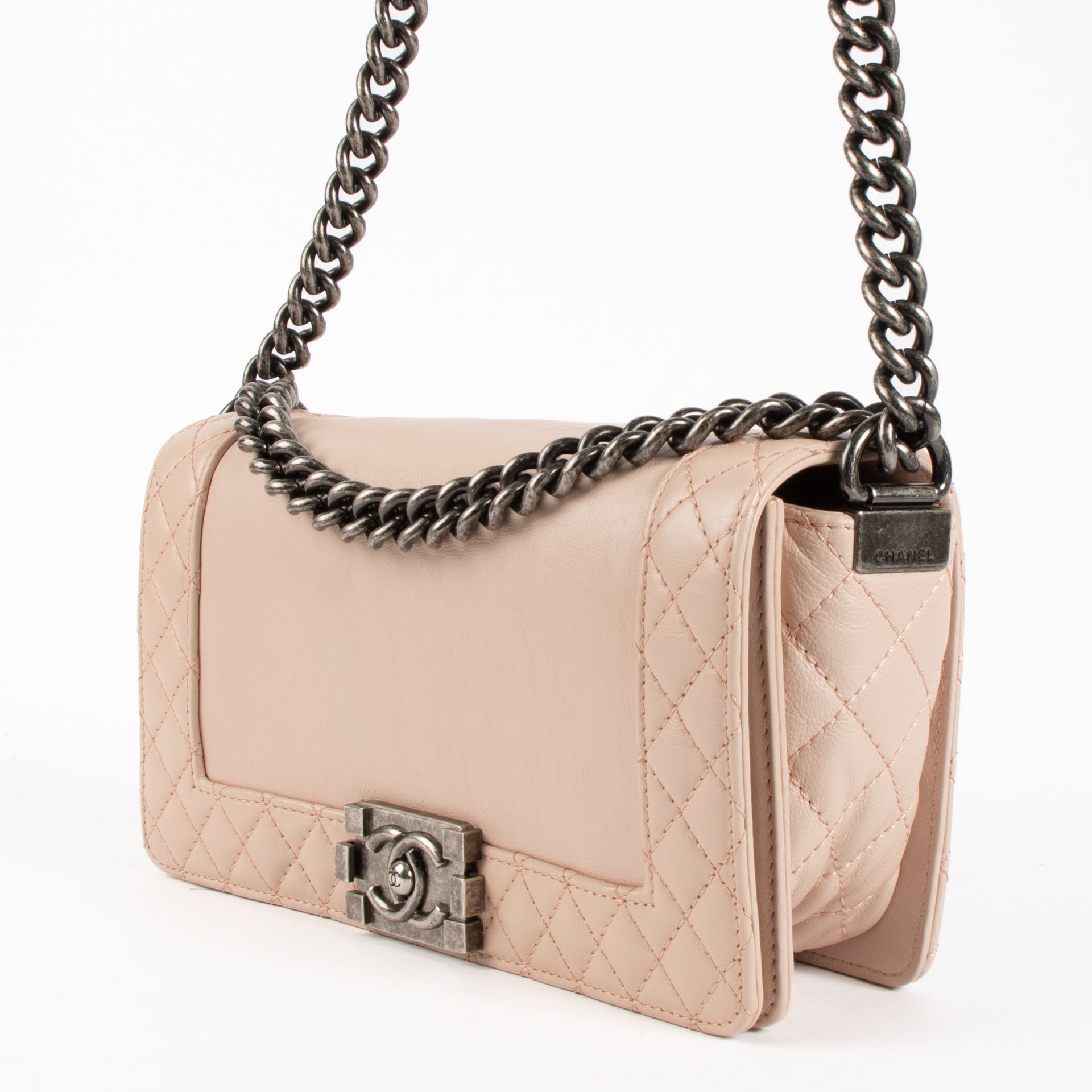 Chanel Powder Pink Reverso Medium Boy Chanel Bag