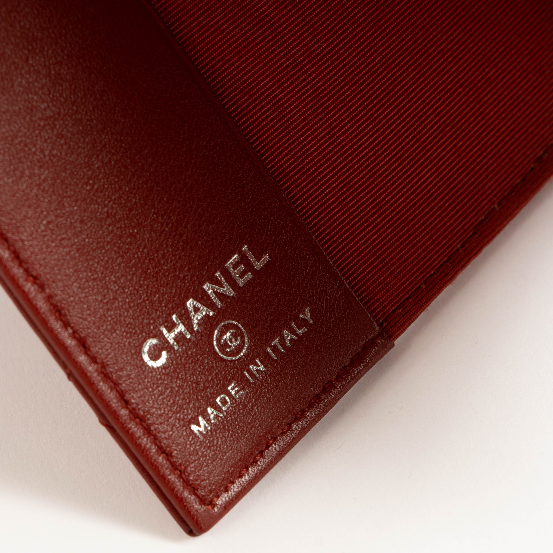 Chanel Red Calfskin Passport Holder