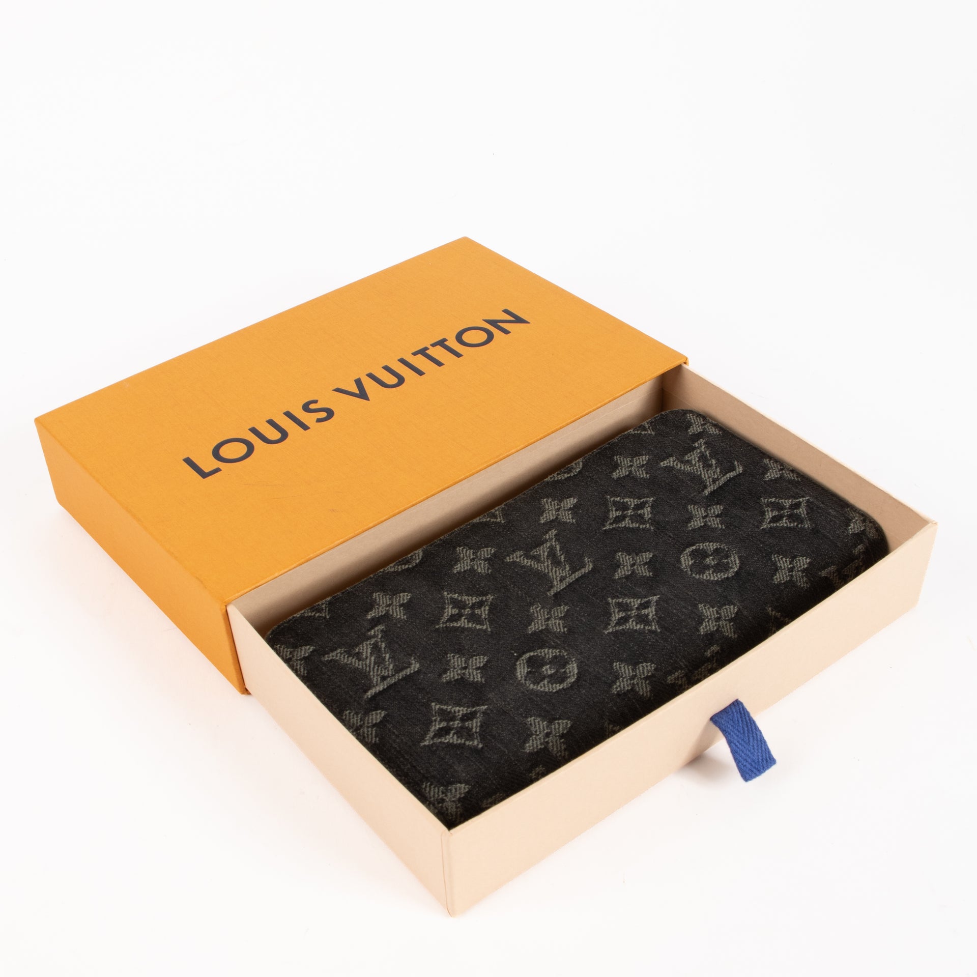 Louis Vuitton Black Monogram Denim Zippy Wallet