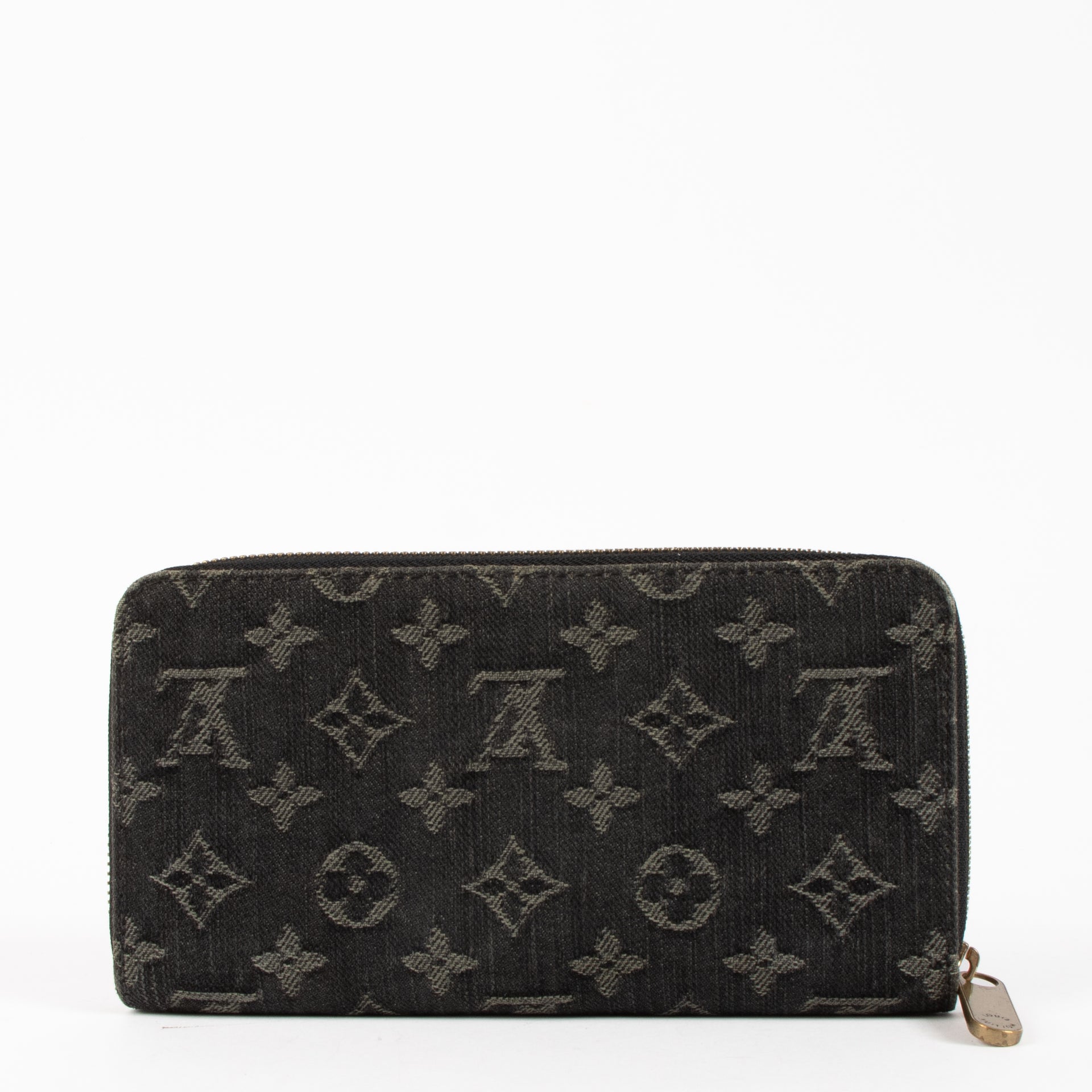 Louis Vuitton Black Monogram Denim Zippy Wallet