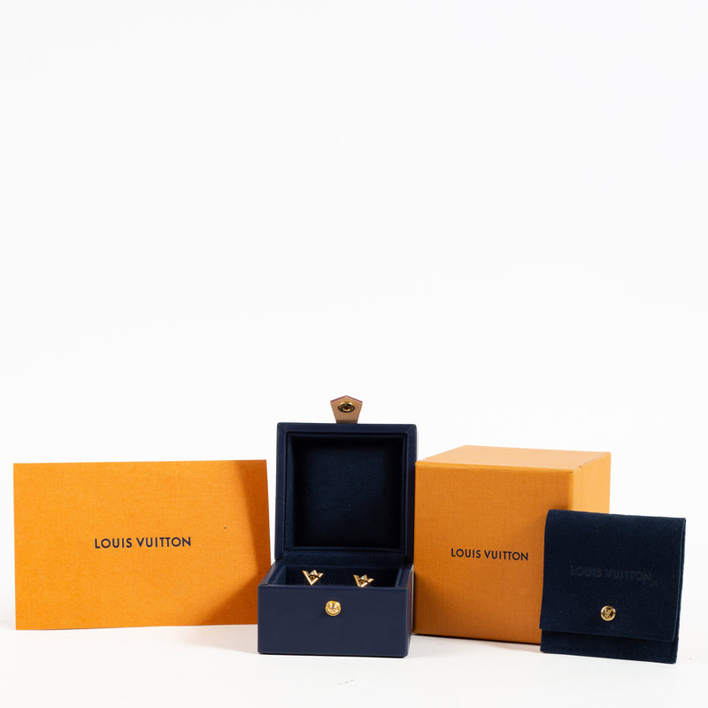 Shop the authentic Louis Vuitton Set of 2 Gold LV Volt Stud Earrings on Labellov.com !