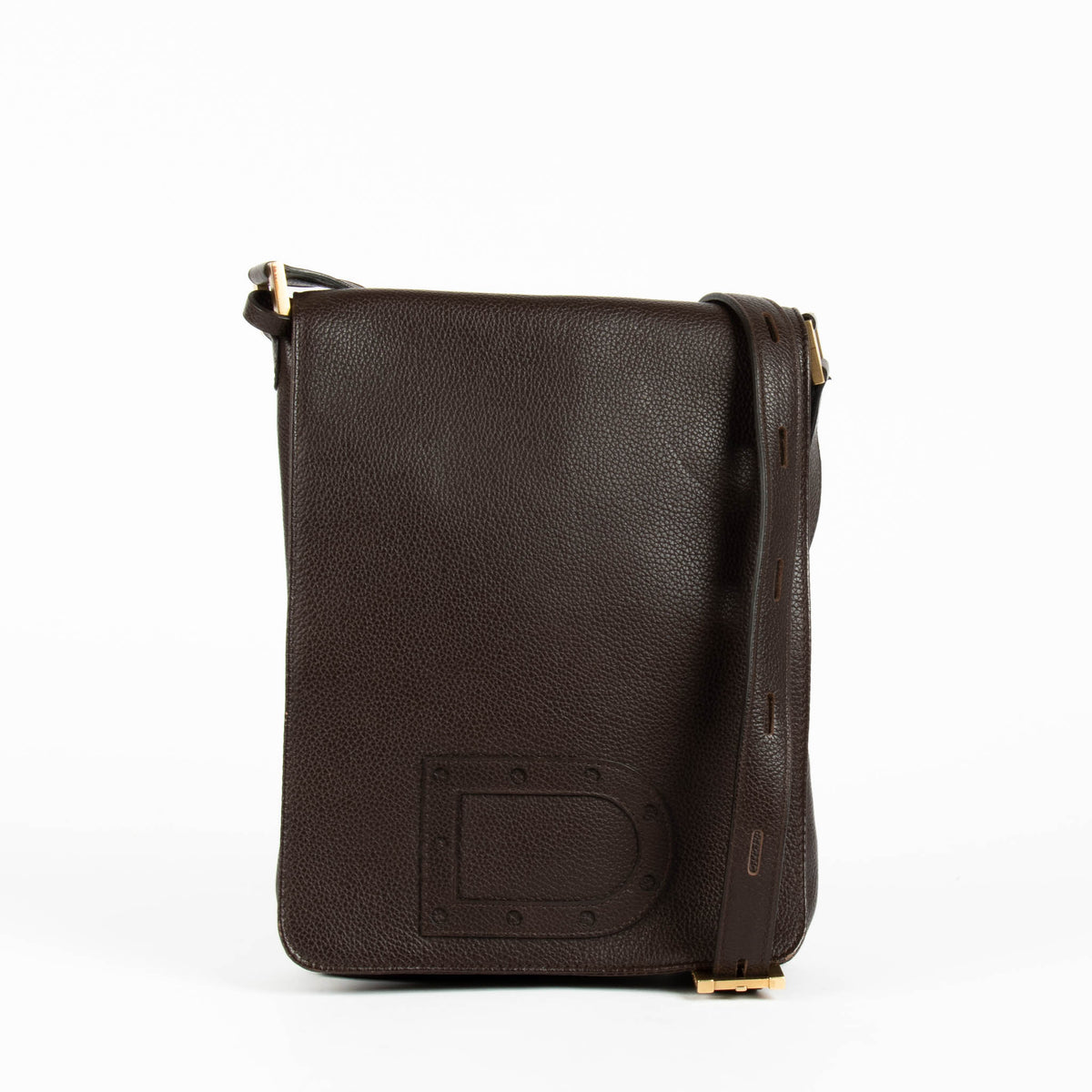 Delvaux Dark Brown Leather Louise Baudrier PM Bag