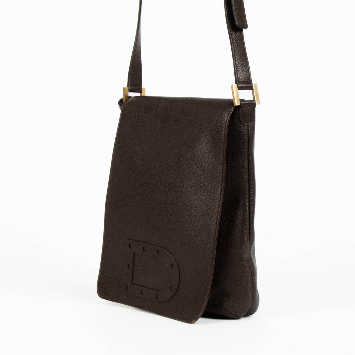 Delvaux Dark Brown Leather Louise Baudrier PM Bag