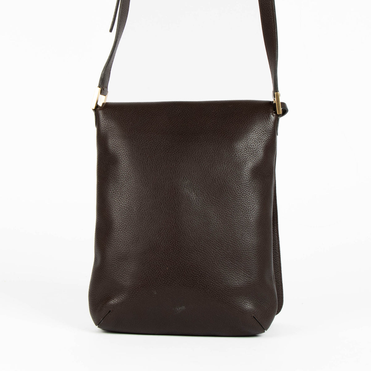 Delvaux Dark Brown Leather Louise Baudrier PM Bag