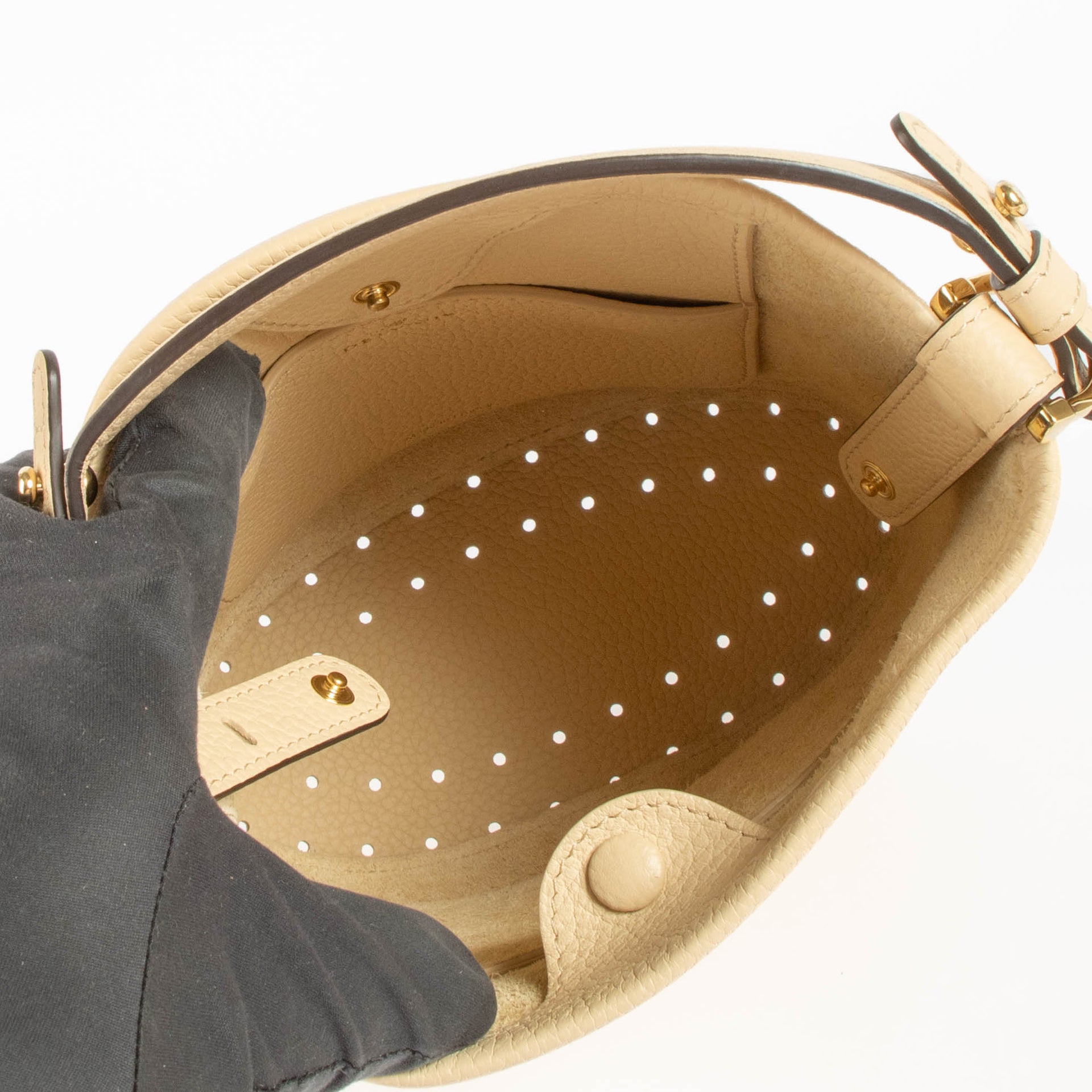 Delvaux Beige Pin Mini Bucket Bag