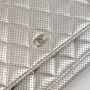 Shop the authentic Chanel Silver Perforated Classic Wallet On Chain Bag