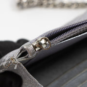 Shop the authentic Chanel Silver Perforated Classic Wallet On Chain Bag
