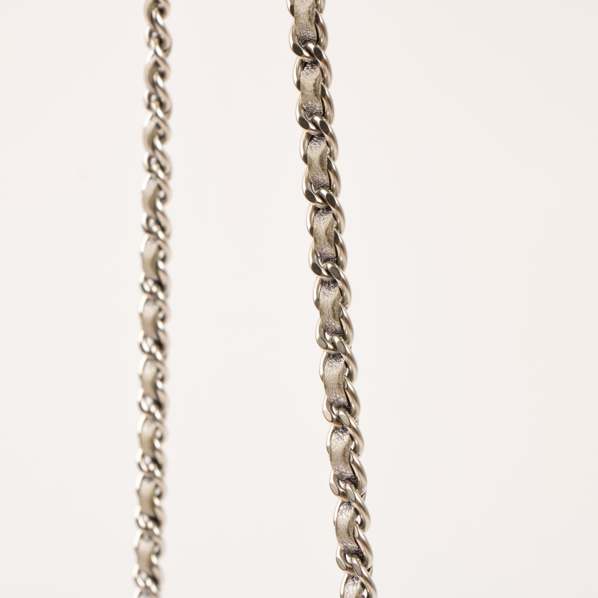 Shop the authentic Chanel Silver Perforated Classic Wallet On Chain Bag