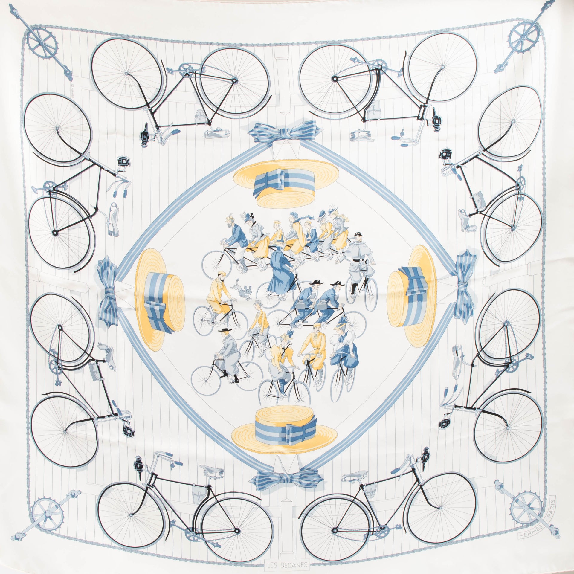 Hermes Les Becanes Carre de Soie 90 Scarf