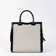 Shop the authentic Saint Laurent Black & White Canvas/Leather Uptown Tote Bag second hand on Labellov.com