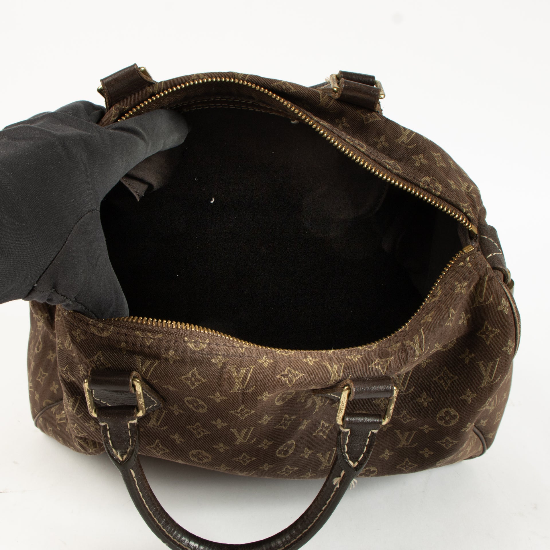 Louis Vuitton Ebene Monogam Mini Lin Speedy 30 + Sarah Wallet