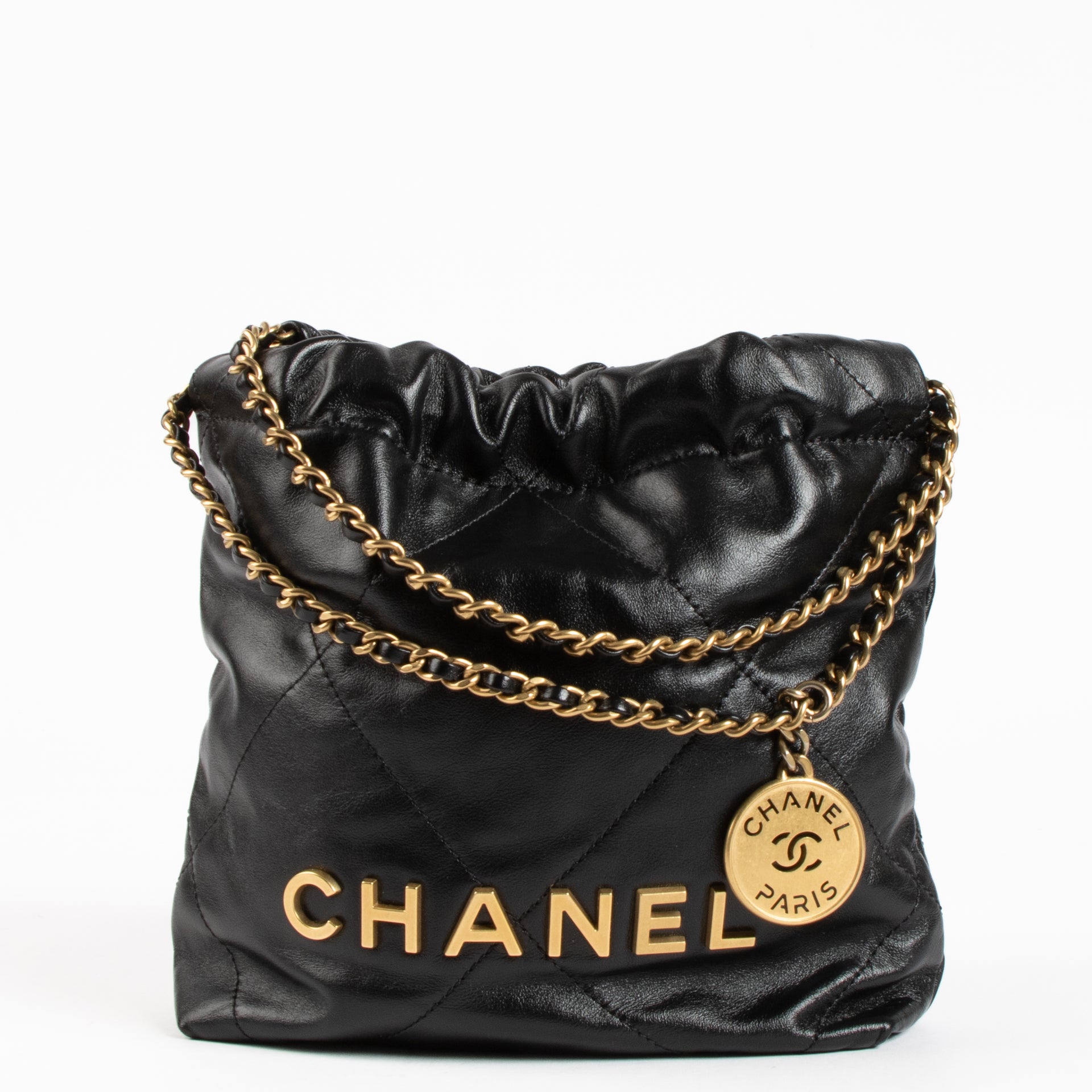 Shop safe online at Labellov this authentic Chanel Black Mini Chanel 22 Bag