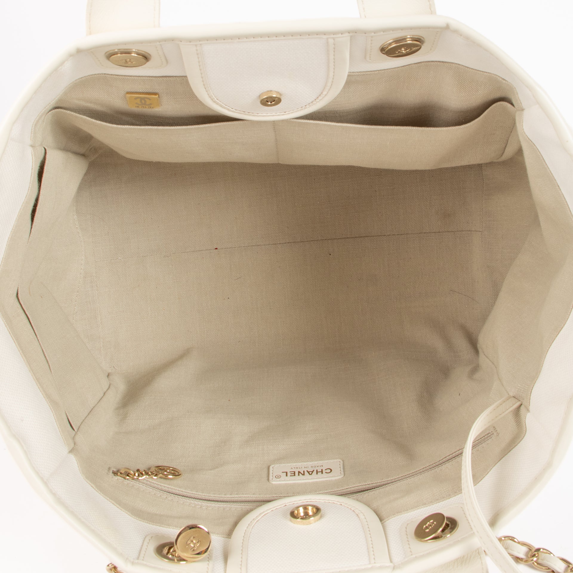Chanel White Large Deauville Shopping Bag