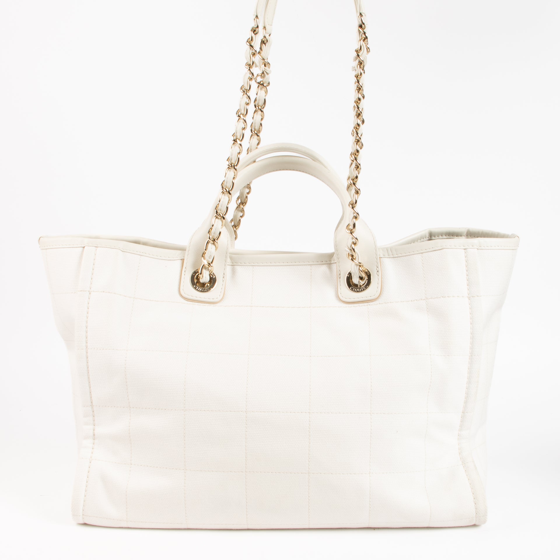 Chanel White Large Deauville Shopping Bag