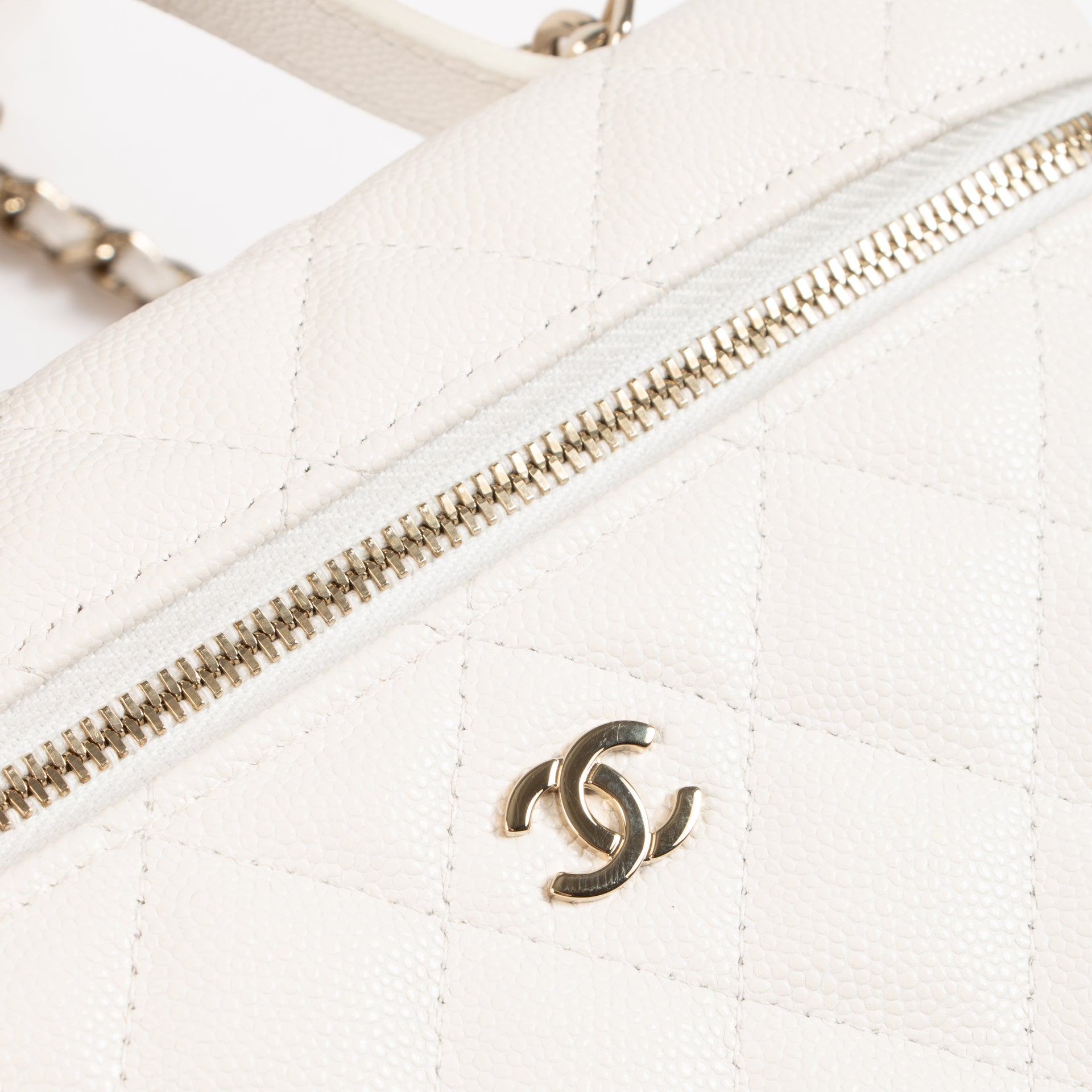 Chanel White Caviar Classic Slim Vanity Bag