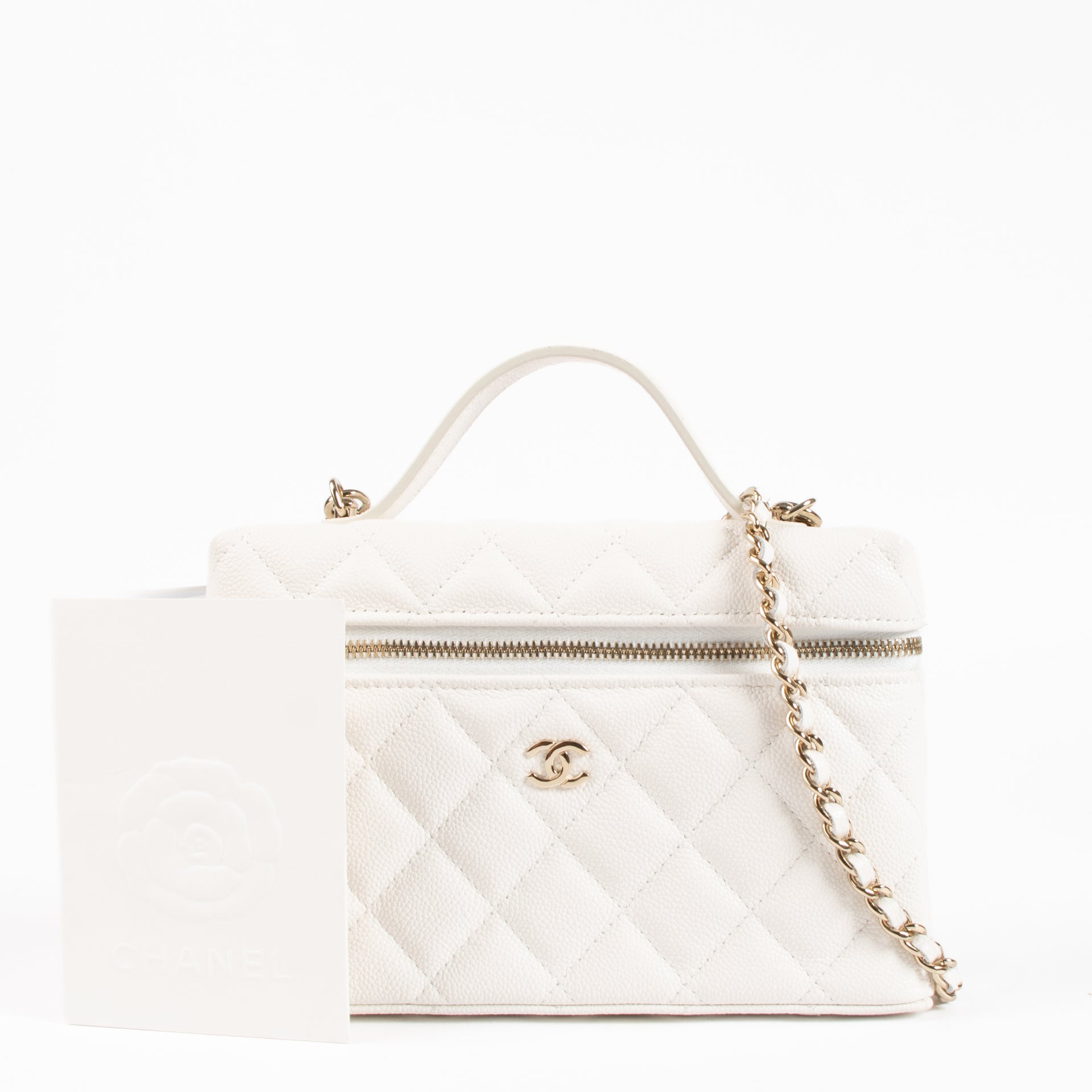 Chanel White Caviar Classic Slim Vanity Bag