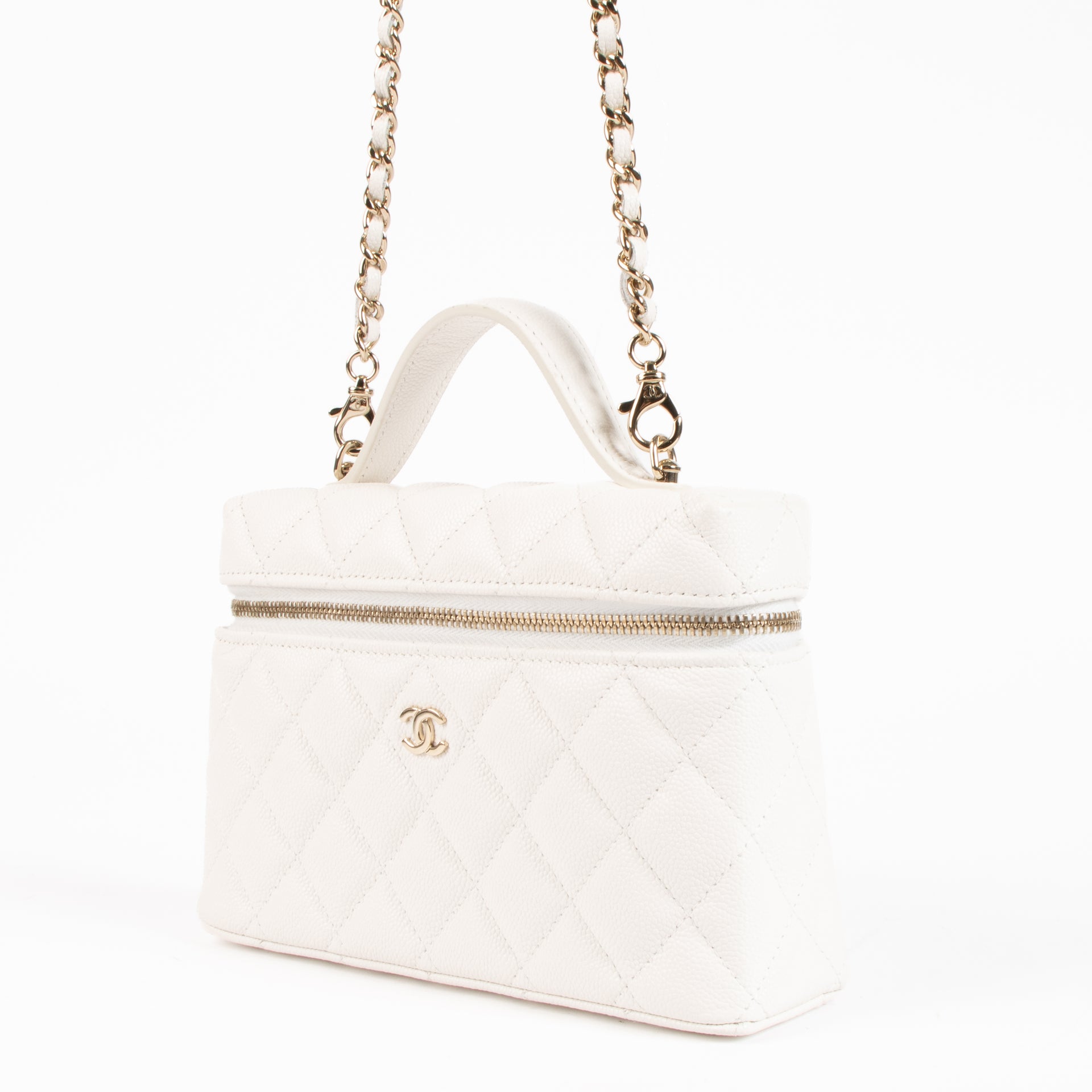 Chanel White Caviar Classic Slim Vanity Bag