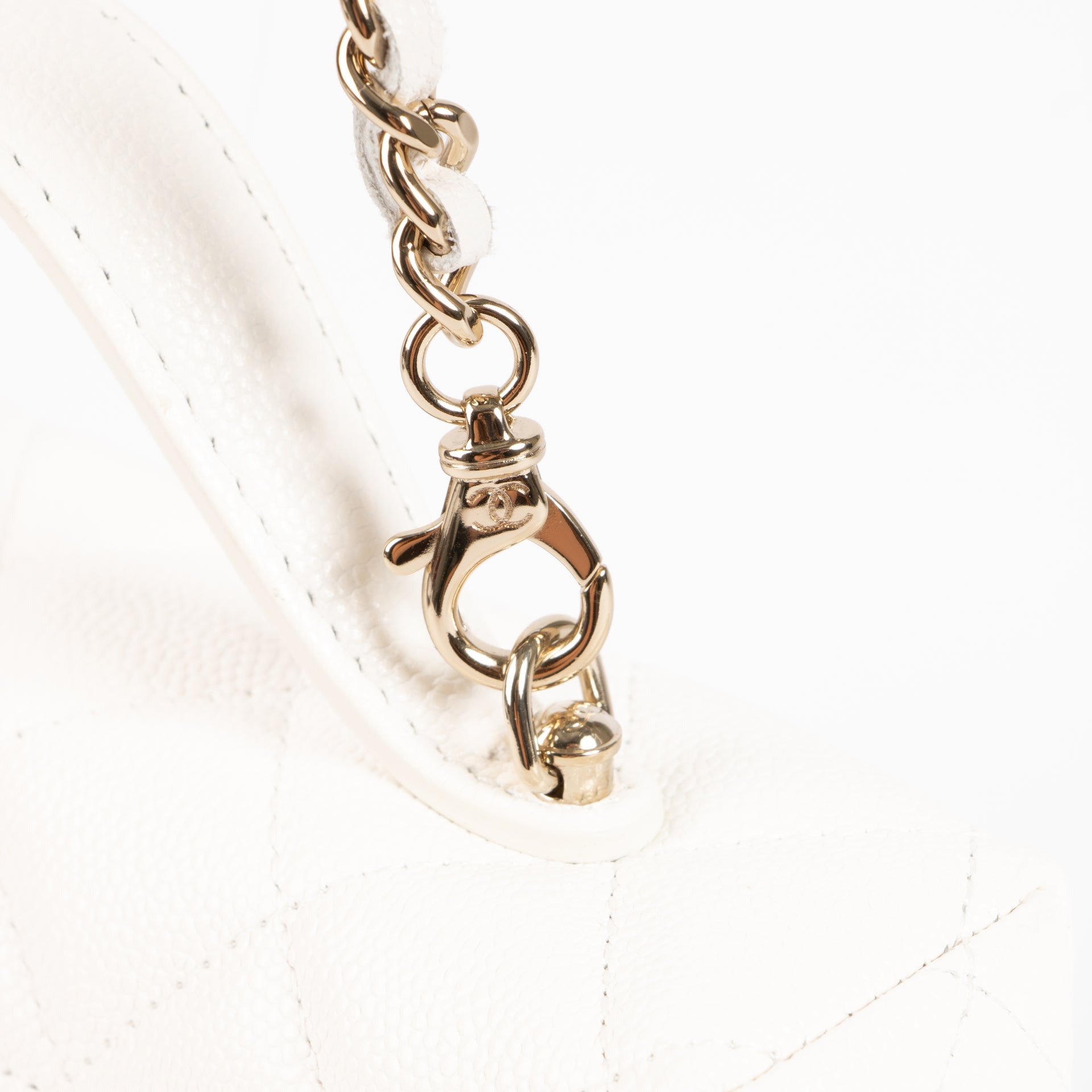 Chanel White Caviar Classic Slim Vanity Bag