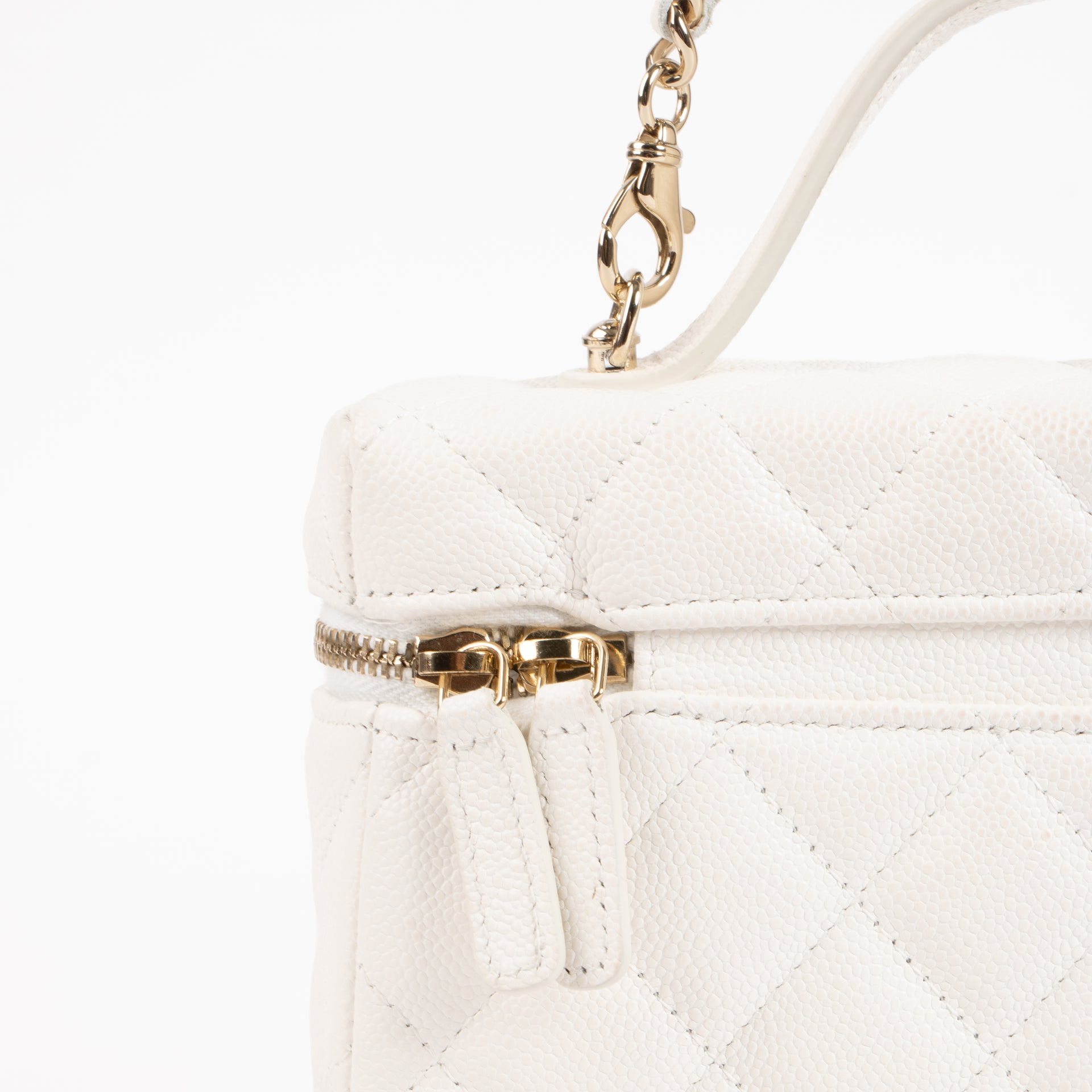Chanel White Caviar Classic Slim Vanity Bag