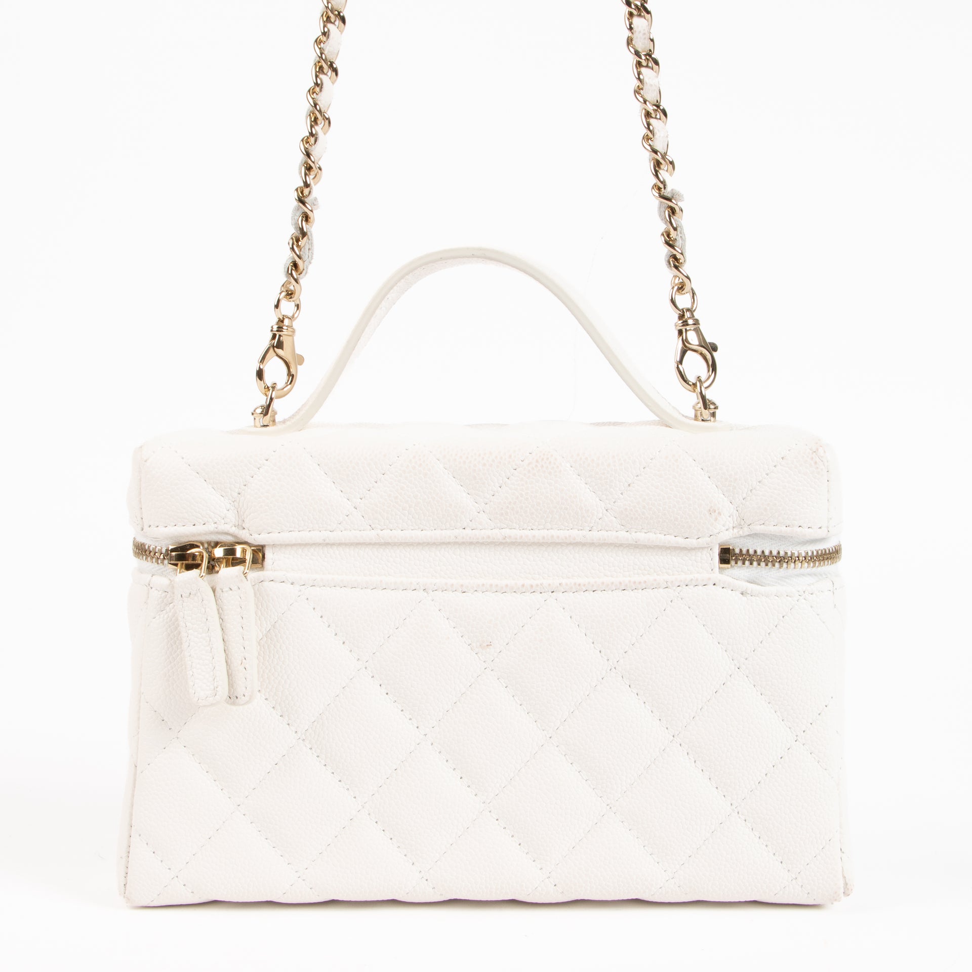 Chanel White Caviar Classic Slim Vanity Bag