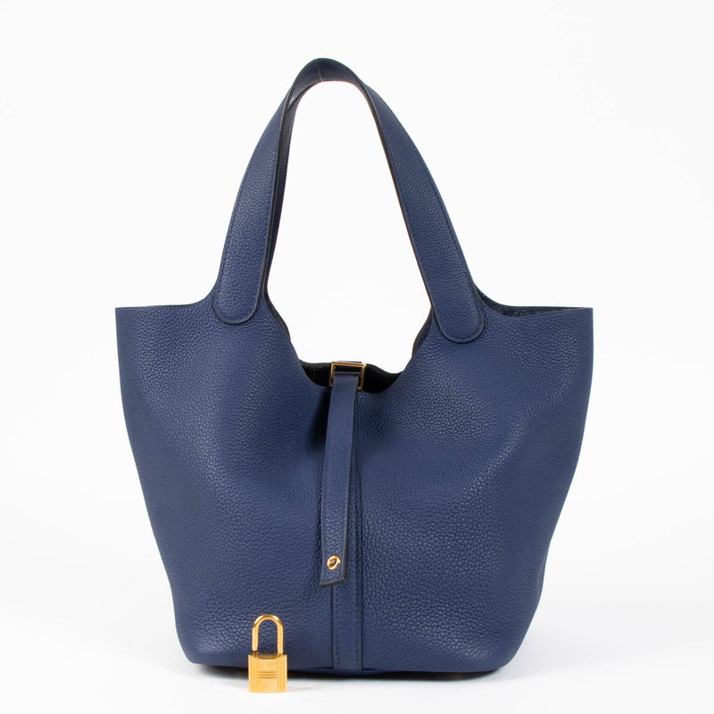 Hermès Picotin Lock 22 Bleu Agate Clemence GHW