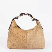 Shop this 100% authentic Gucci Beige Ostrich Small Horsebit Hobo Bag at Labellov.com.