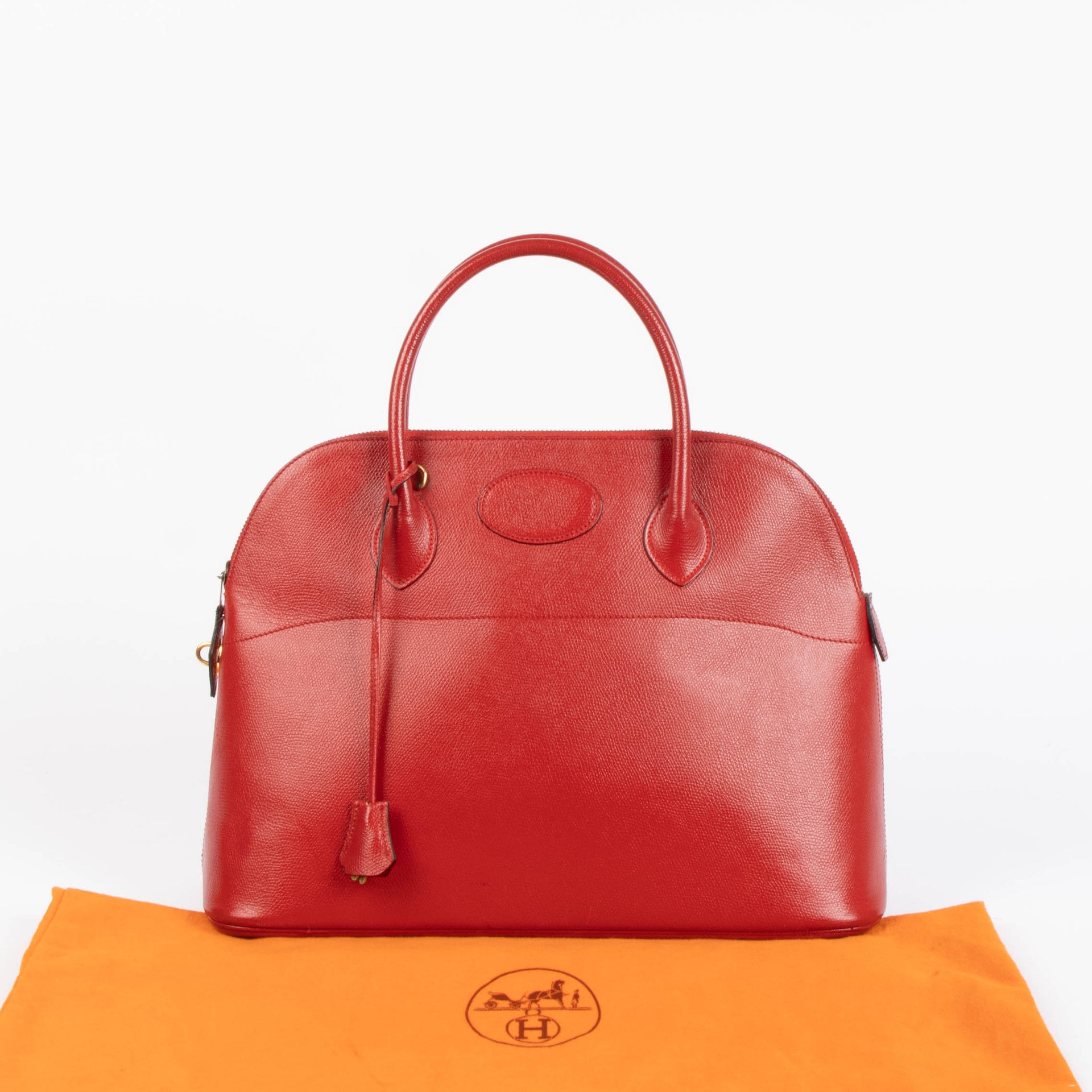 Hermes Vintage Bolide 35 Rouge Vif Courchevel GHW