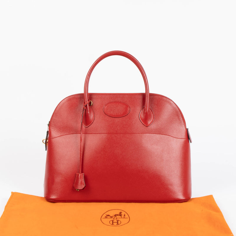 Hermes Vintage Bolide 35 Rouge Vif Courchevel GHW