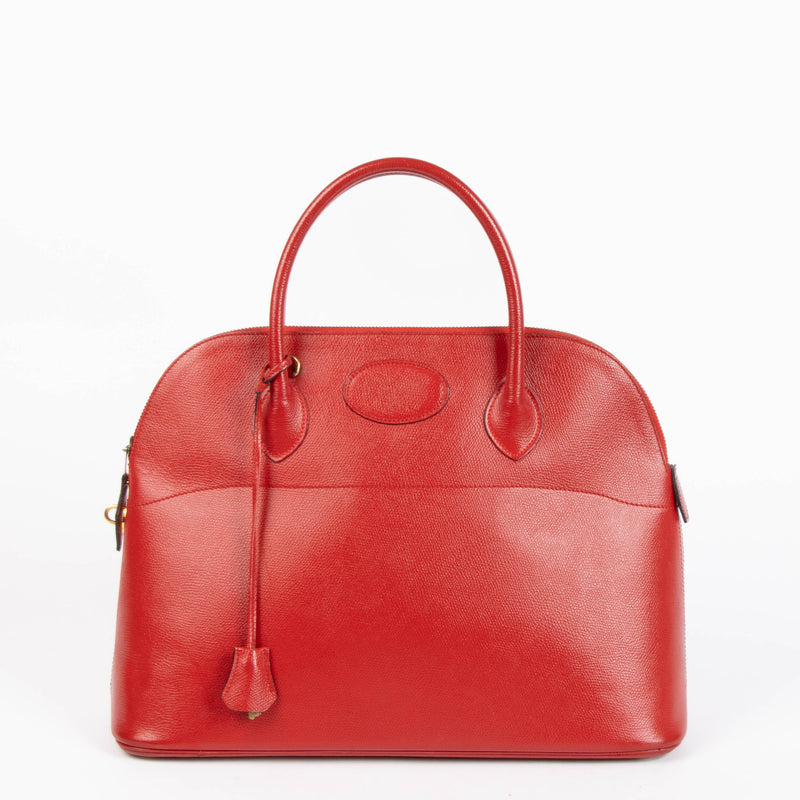 Hermes Vintage Bolide 35 Rouge Vif Courchevel GHW